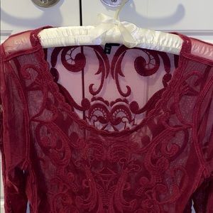 Red Lace Dressy Blouse